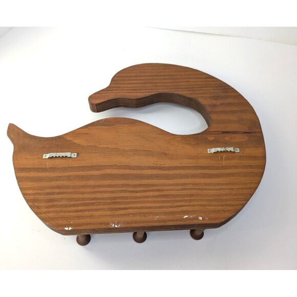 Vintage Handmade Wooden Duck Goose Wall Mounted Hanging Rack 3 Pegs 13x11 - Picture 3 of 5